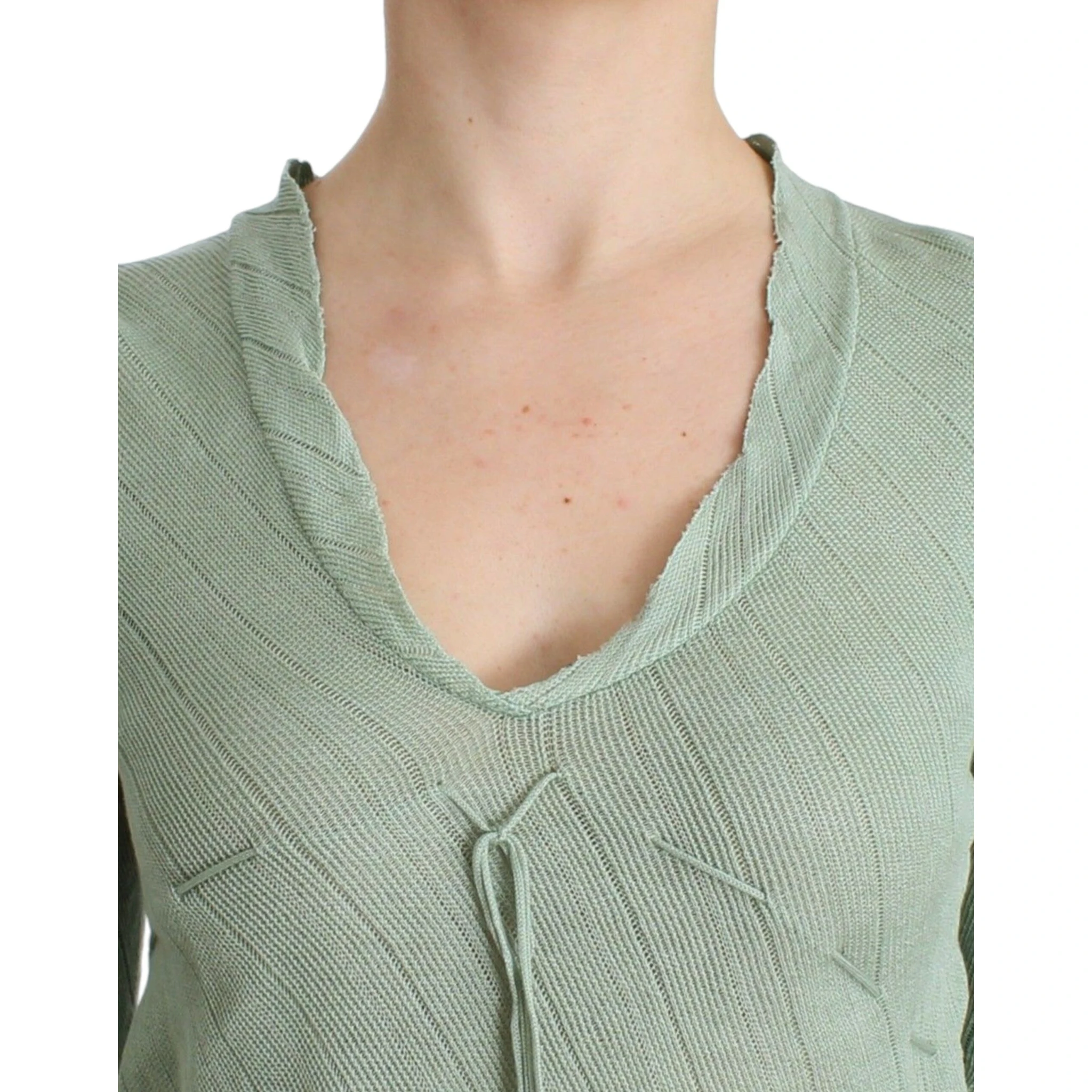 Green Lightweight Knit Sweater Top Blouse