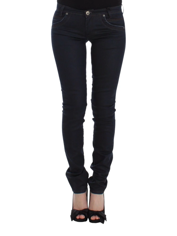 Blue Slim Jeans Denim Pants Skinny Leg Stretch