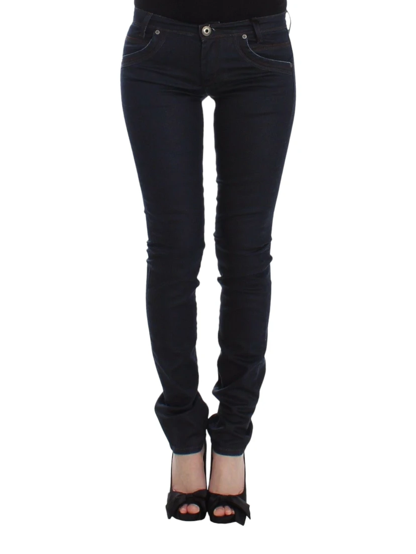 Blue Slim Jeans Denim Pants Skinny Leg Stretch
