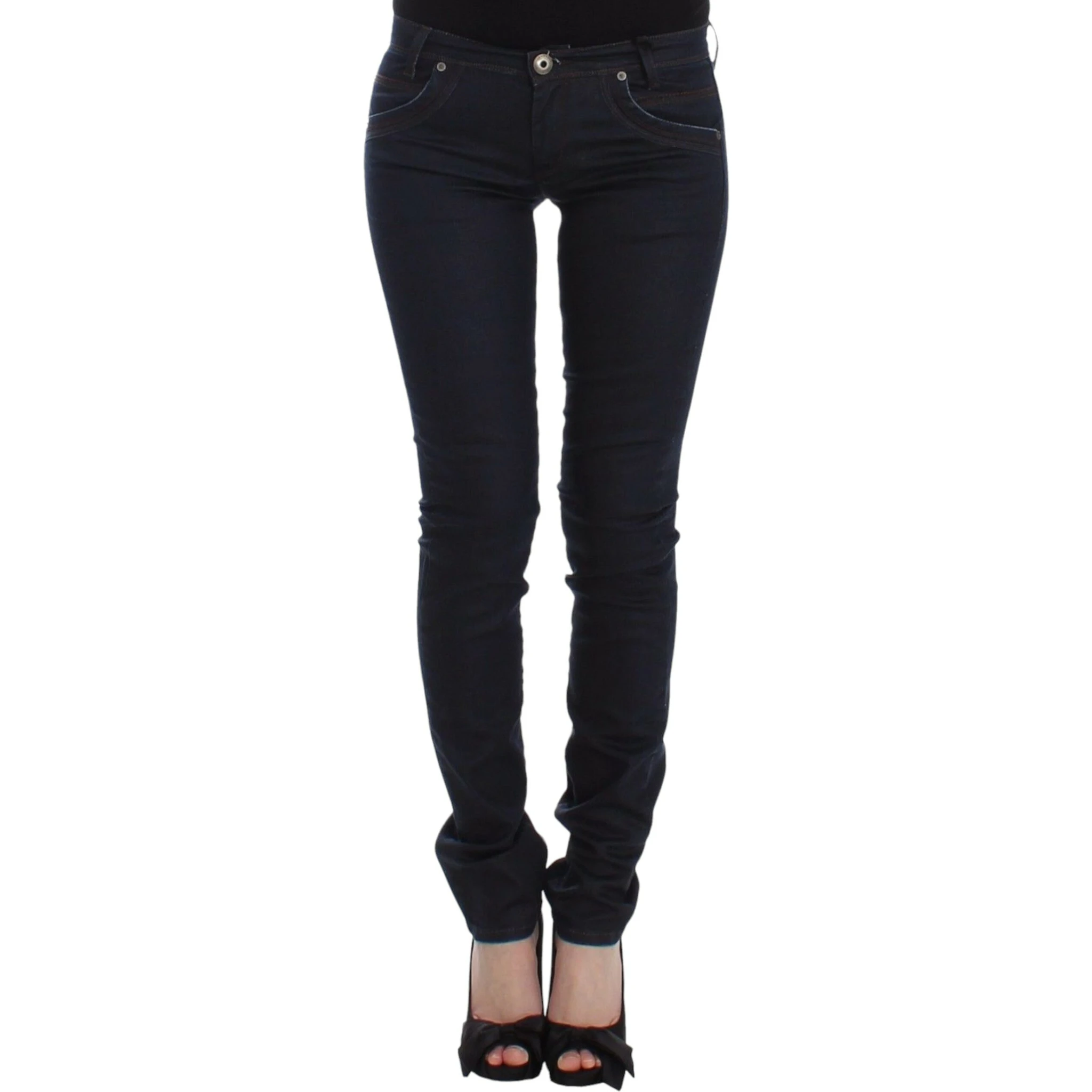 Blue Slim Jeans Denim Pants Skinny Leg Stretch