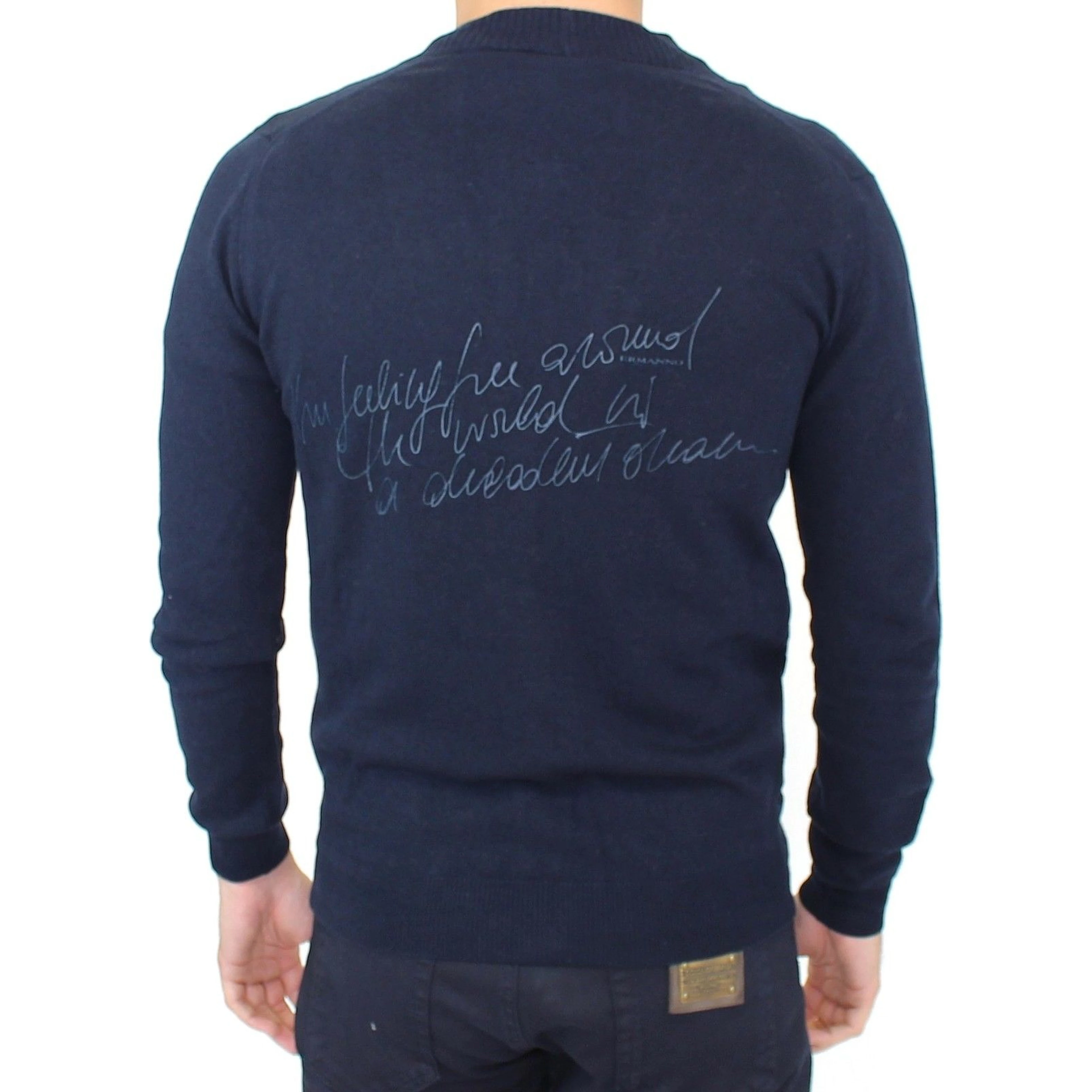 Blue Wool Cashmere Cardigan Pullover Sweater