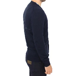 Blue Wool Cashmere Cardigan Pullover Sweater