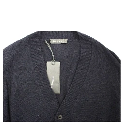Blue Wool Cashmere Cardigan Pullover Sweater