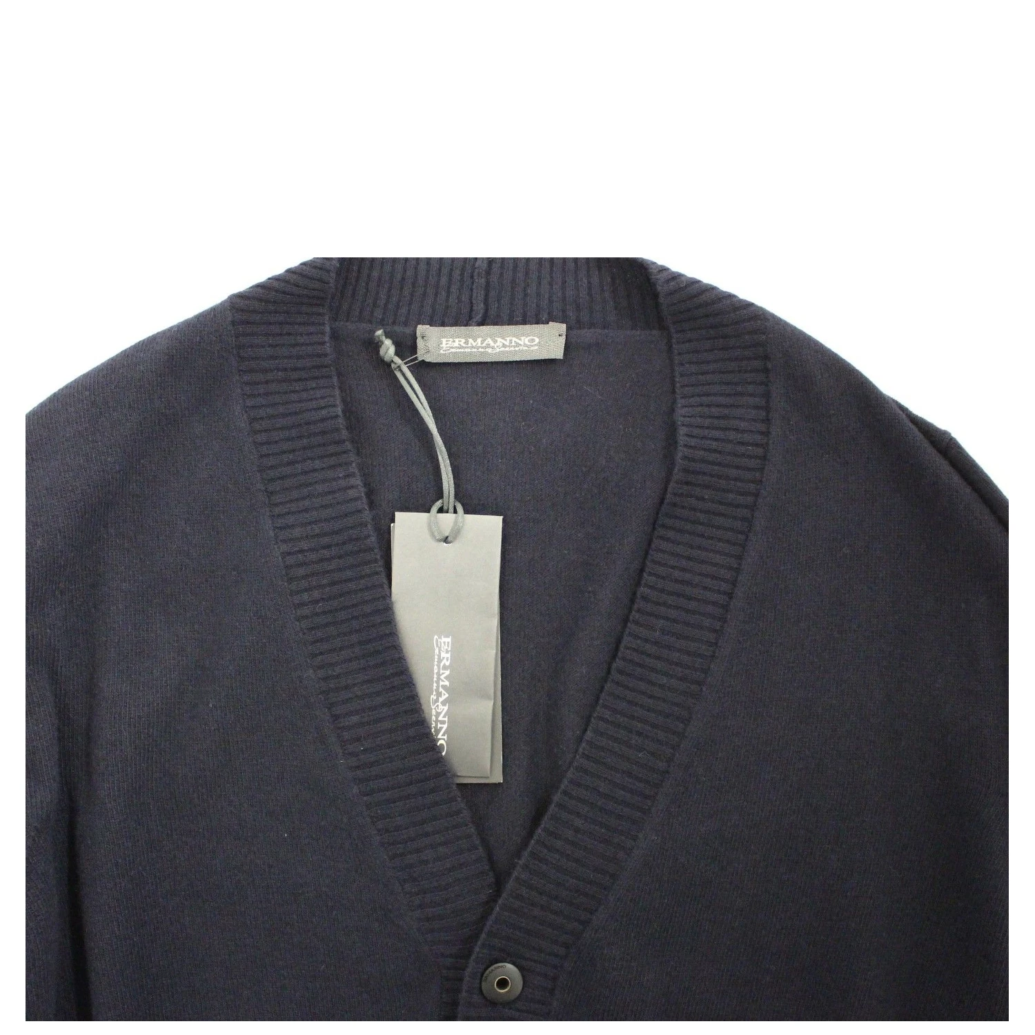 Blue Wool Cashmere Cardigan Pullover Sweater