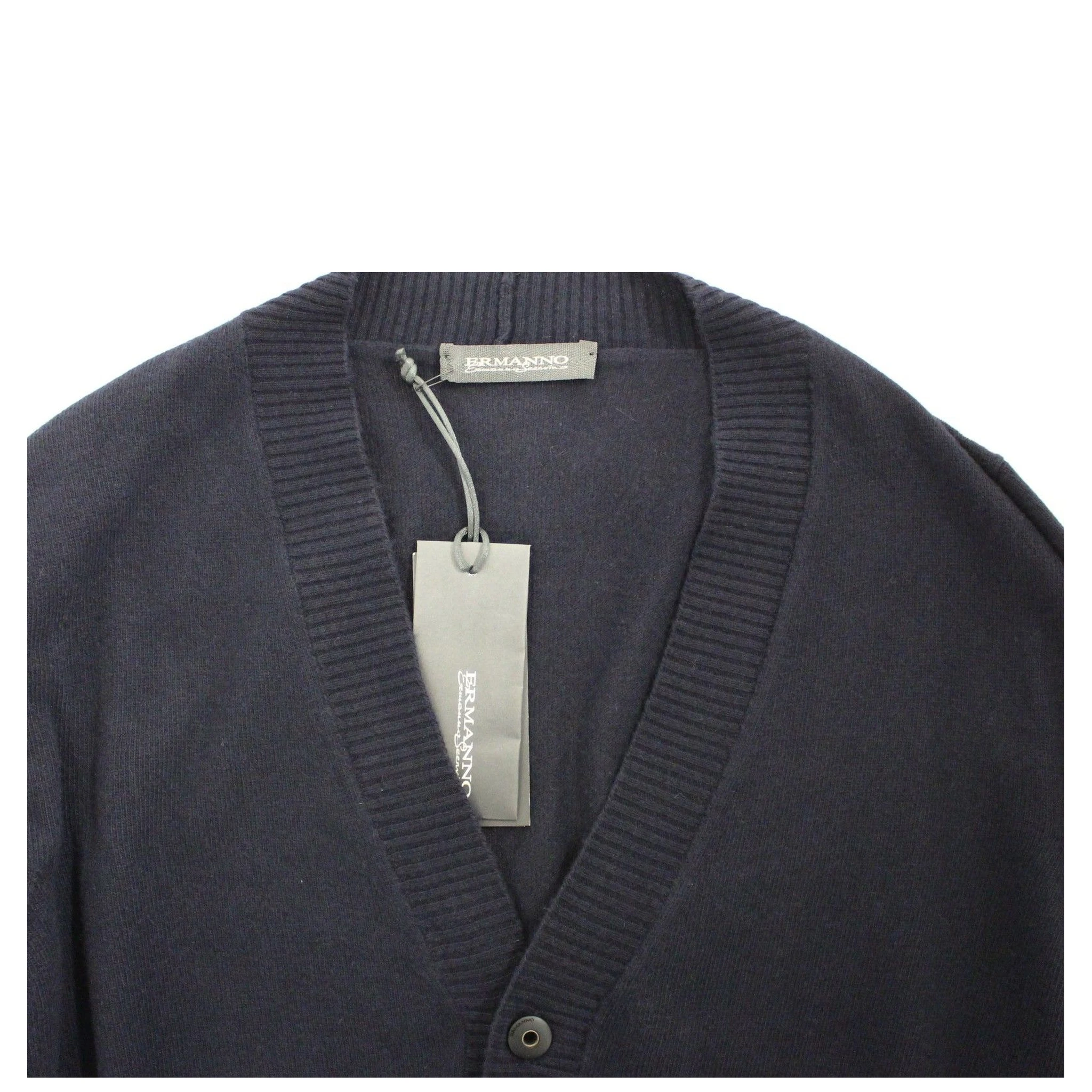 Blue Wool Cashmere Cardigan Pullover Sweater