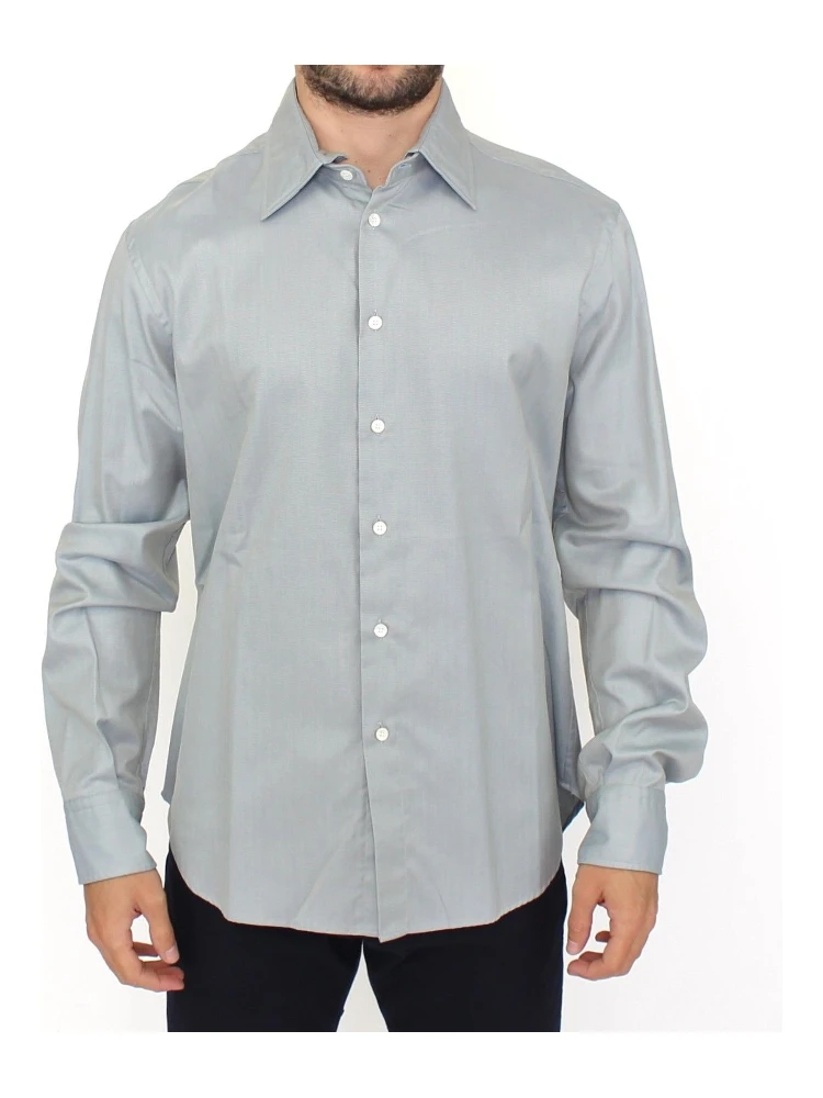Gray Cotton Long Sleeve Casual Shirt Top