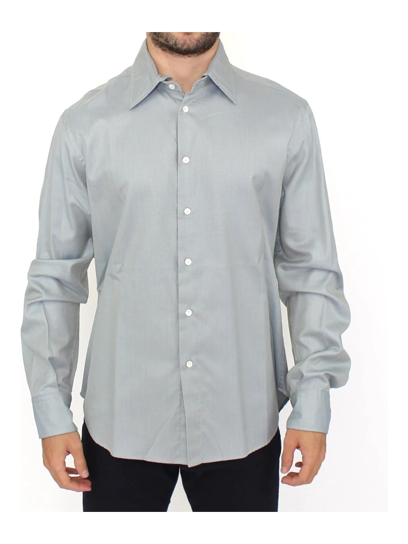 Gray Cotton Long Sleeve Casual Shirt Top
