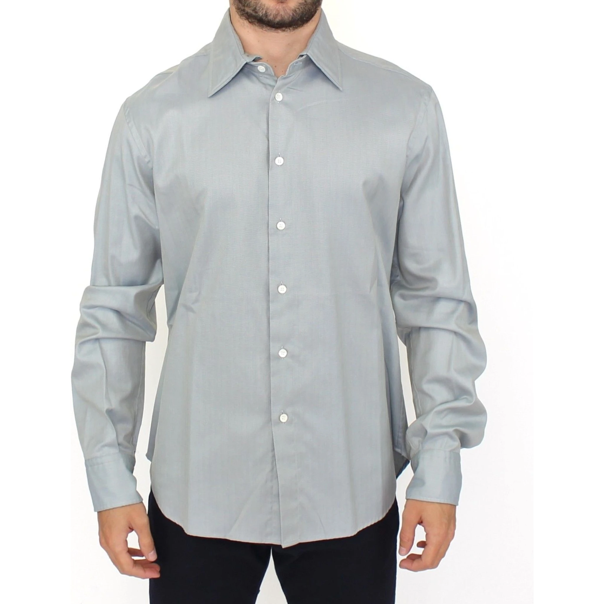 Gray Cotton Long Sleeve Casual Shirt Top
