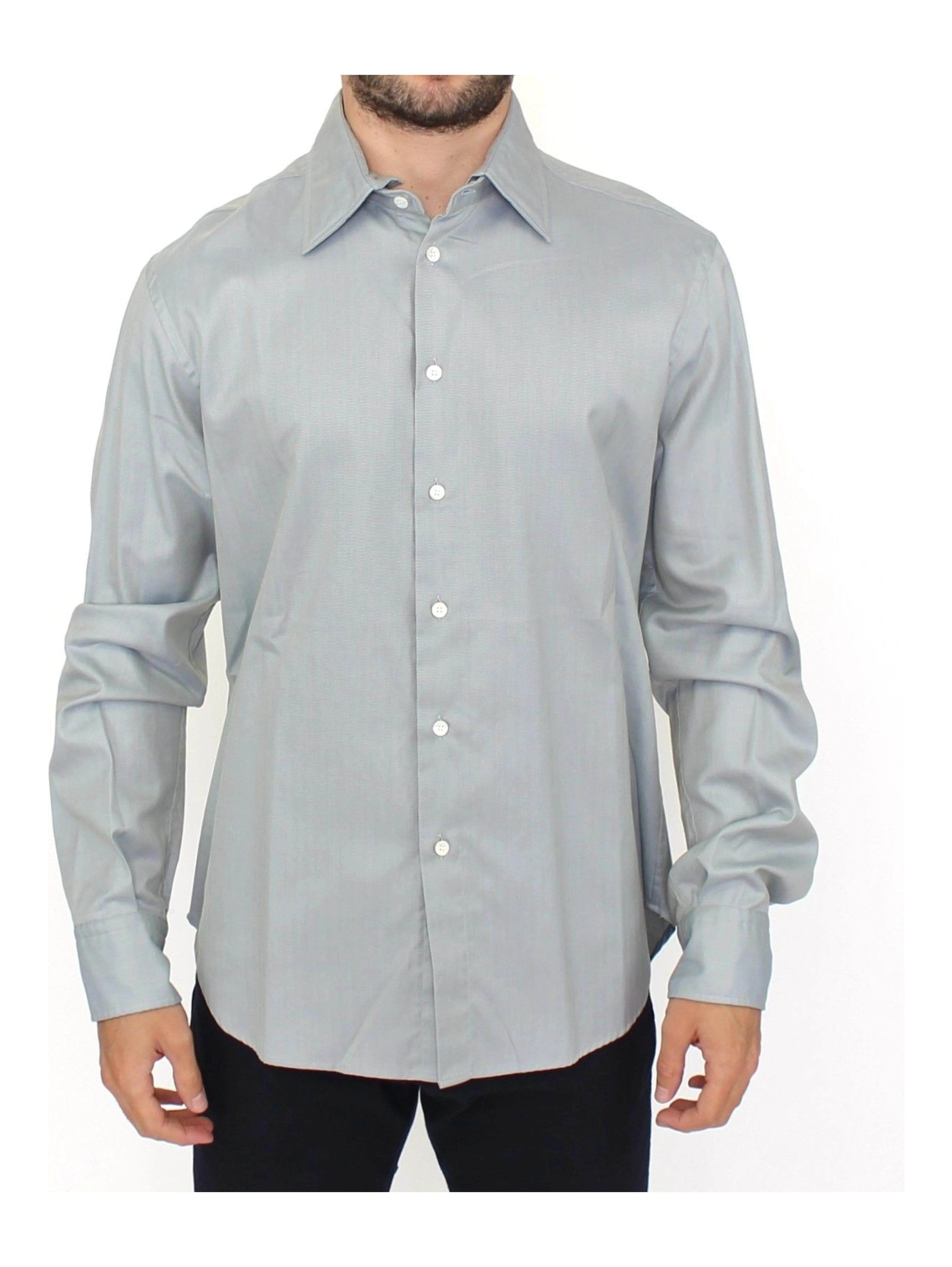 Gray Cotton Long Sleeve Casual Shirt Top