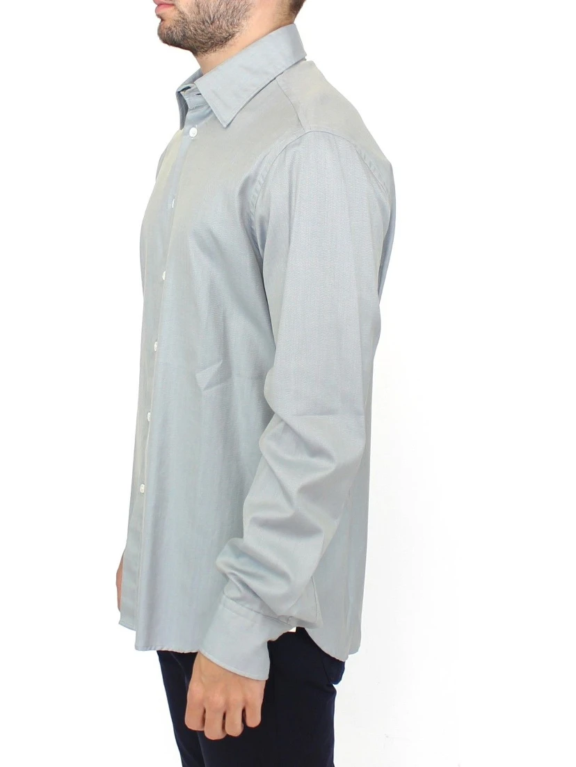 Gray Cotton Long Sleeve Casual Shirt Top