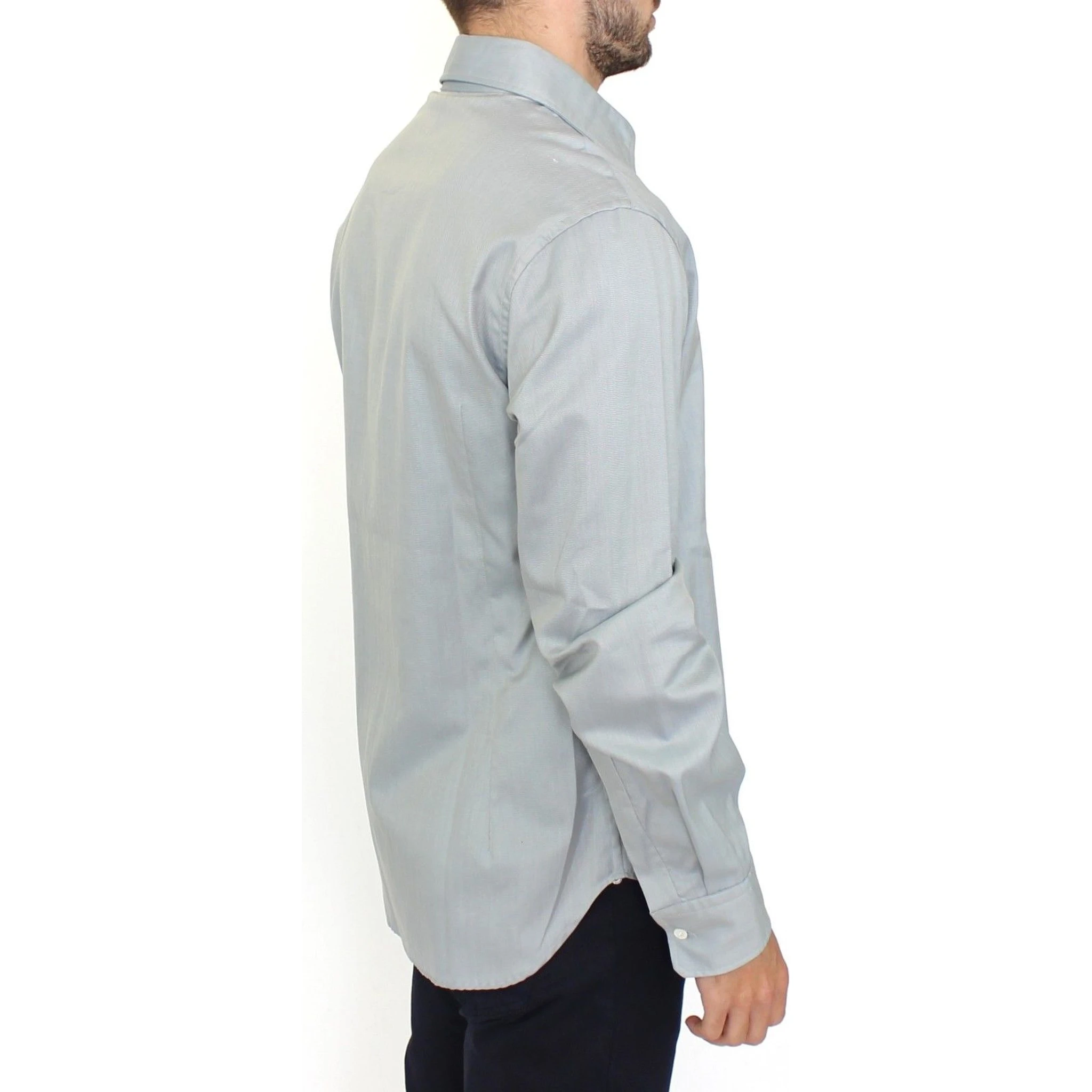 Gray Cotton Long Sleeve Casual Shirt Top