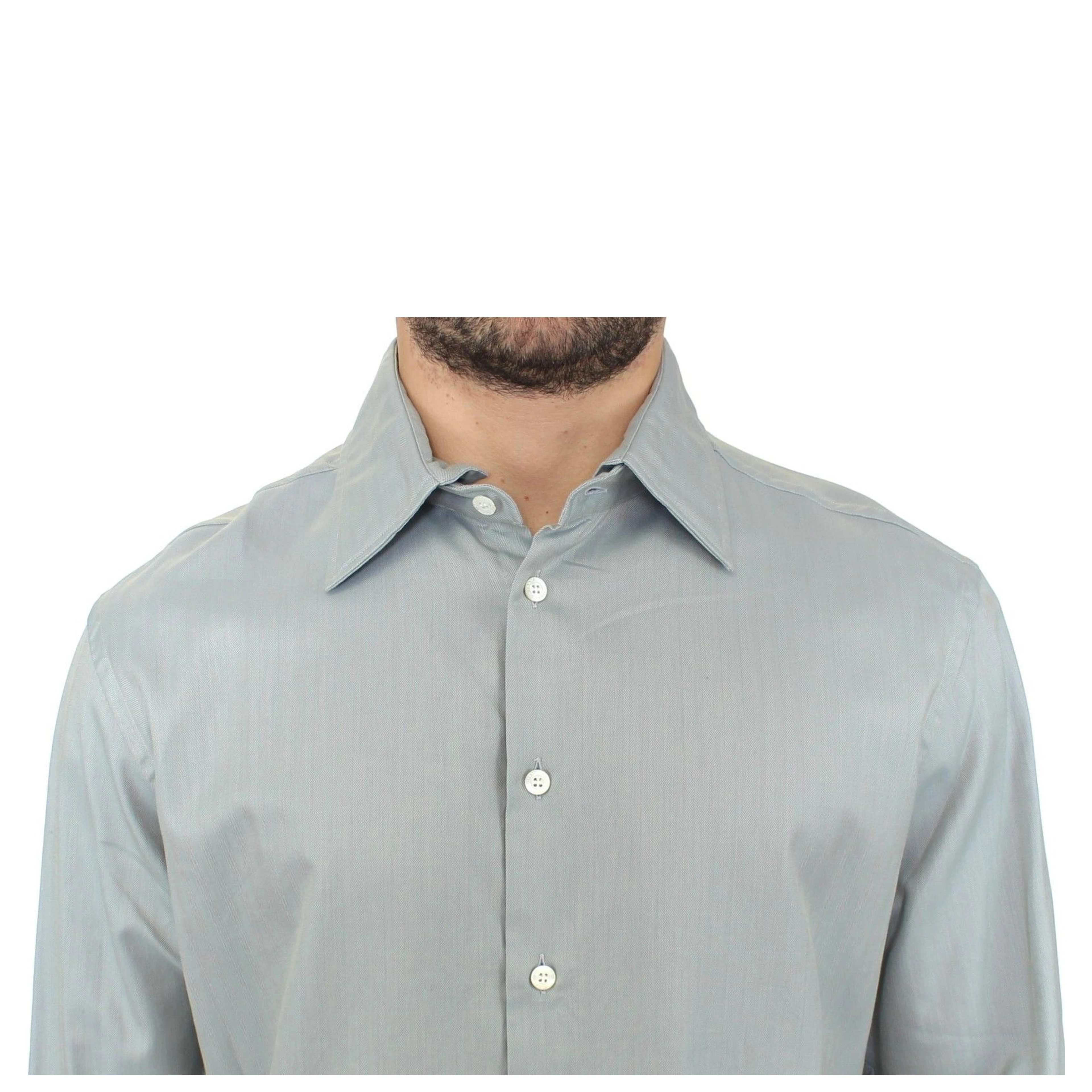 Gray Cotton Long Sleeve Casual Shirt Top