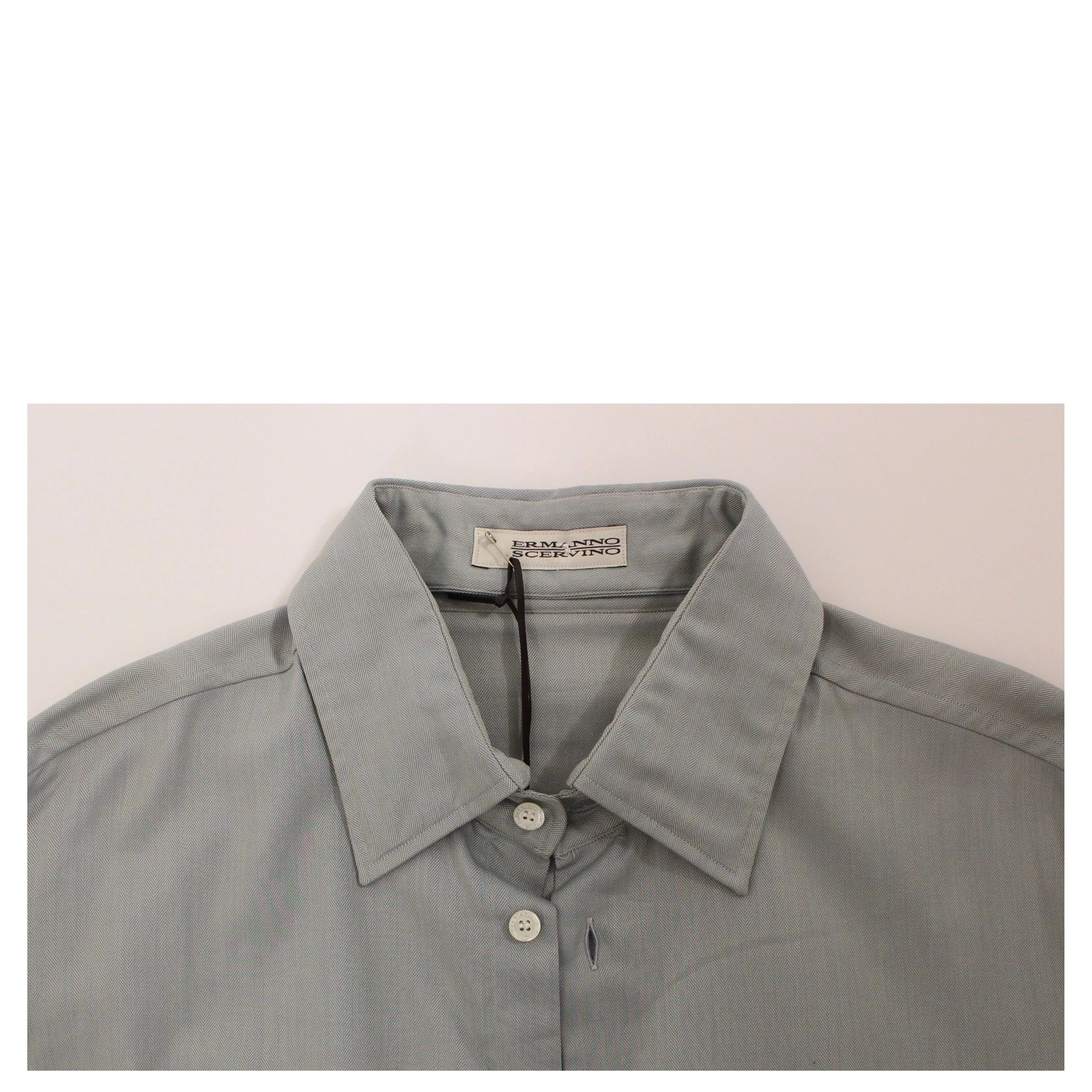 Gray Cotton Long Sleeve Casual Shirt Top