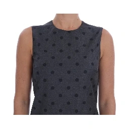 Gray Polka Dotted Sheath Wool Dress