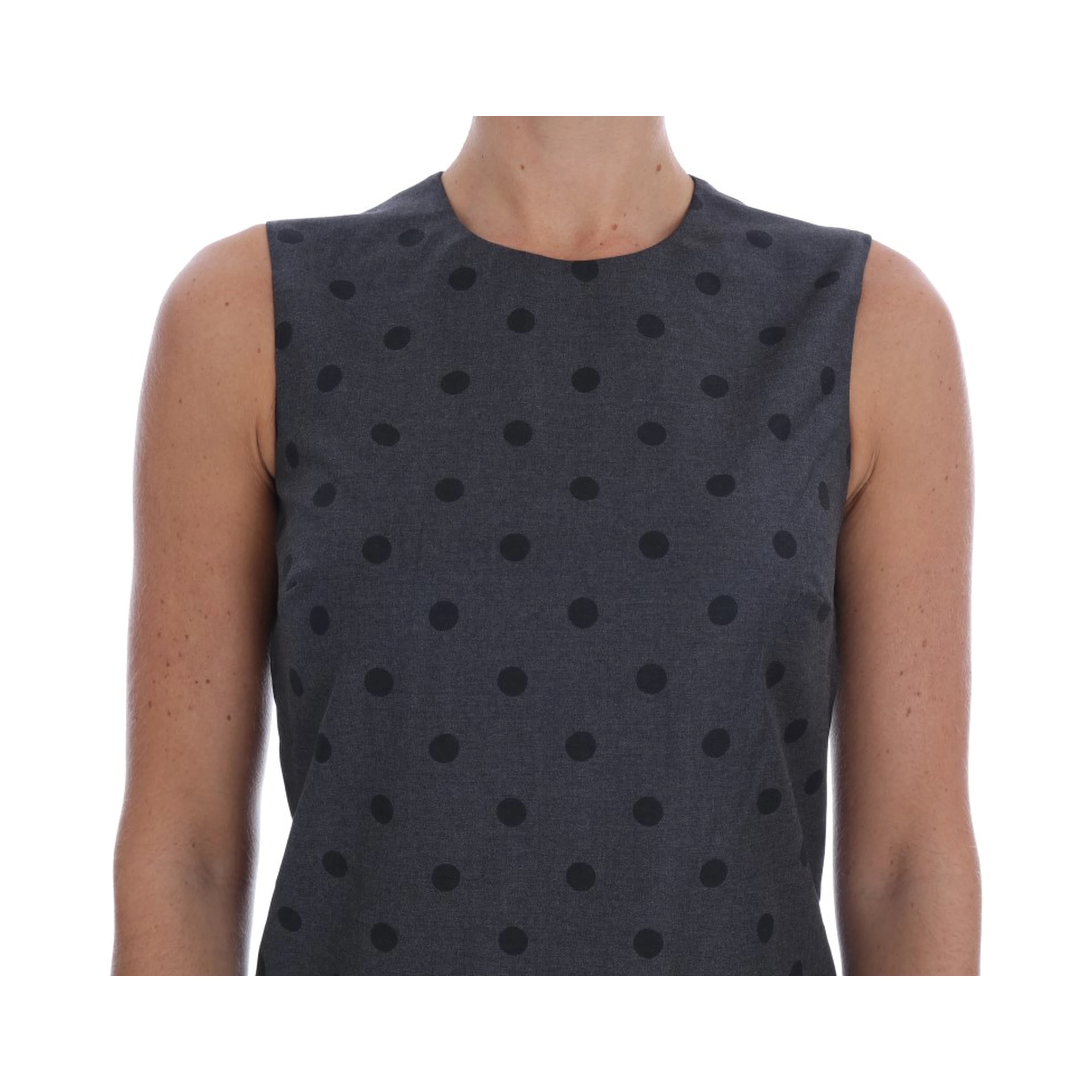 Gray Polka Dotted Sheath Wool Dress