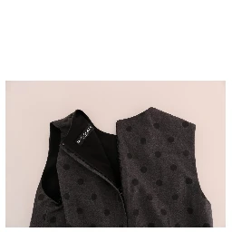 Gray Polka Dotted Sheath Wool Dress