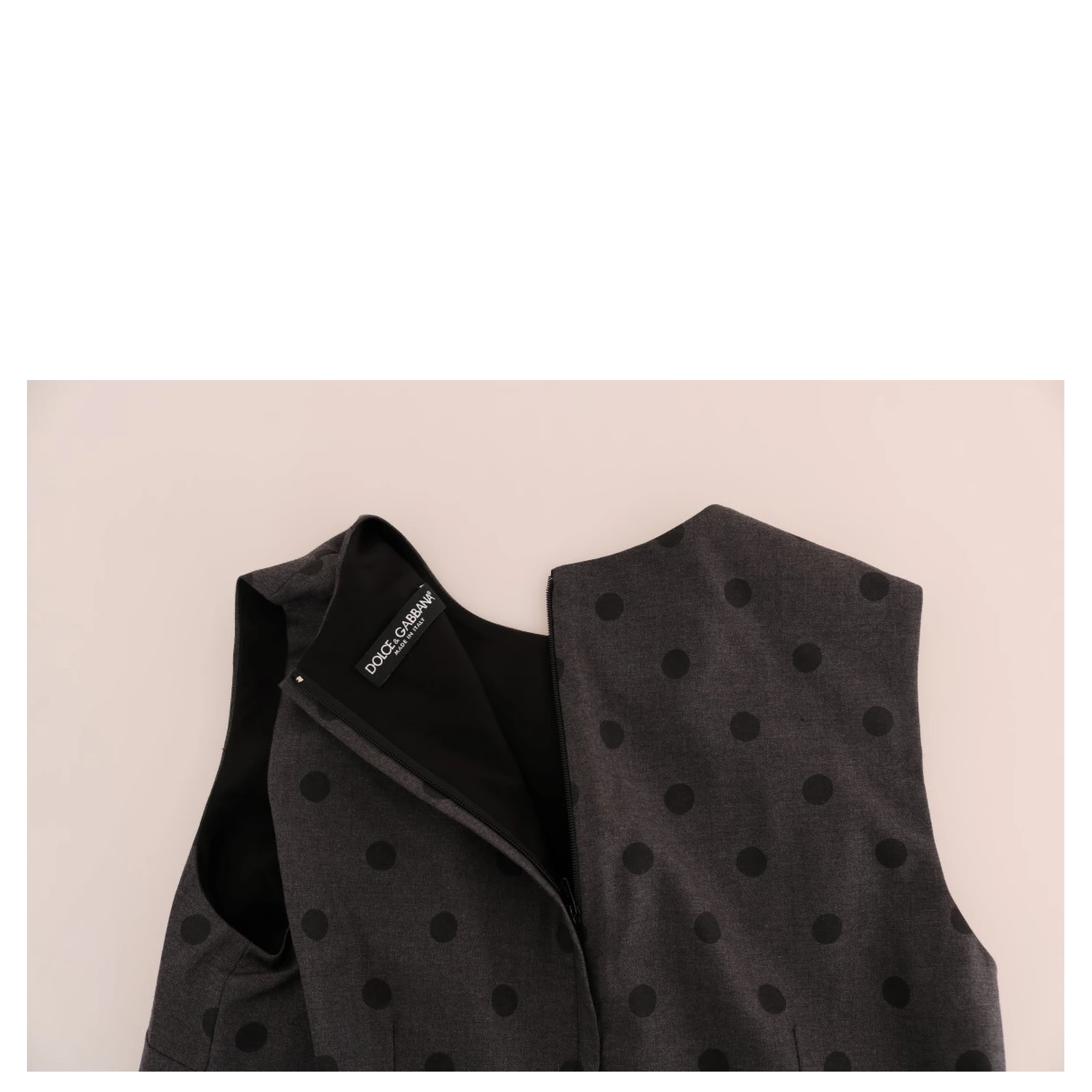 Gray Polka Dotted Sheath Wool Dress