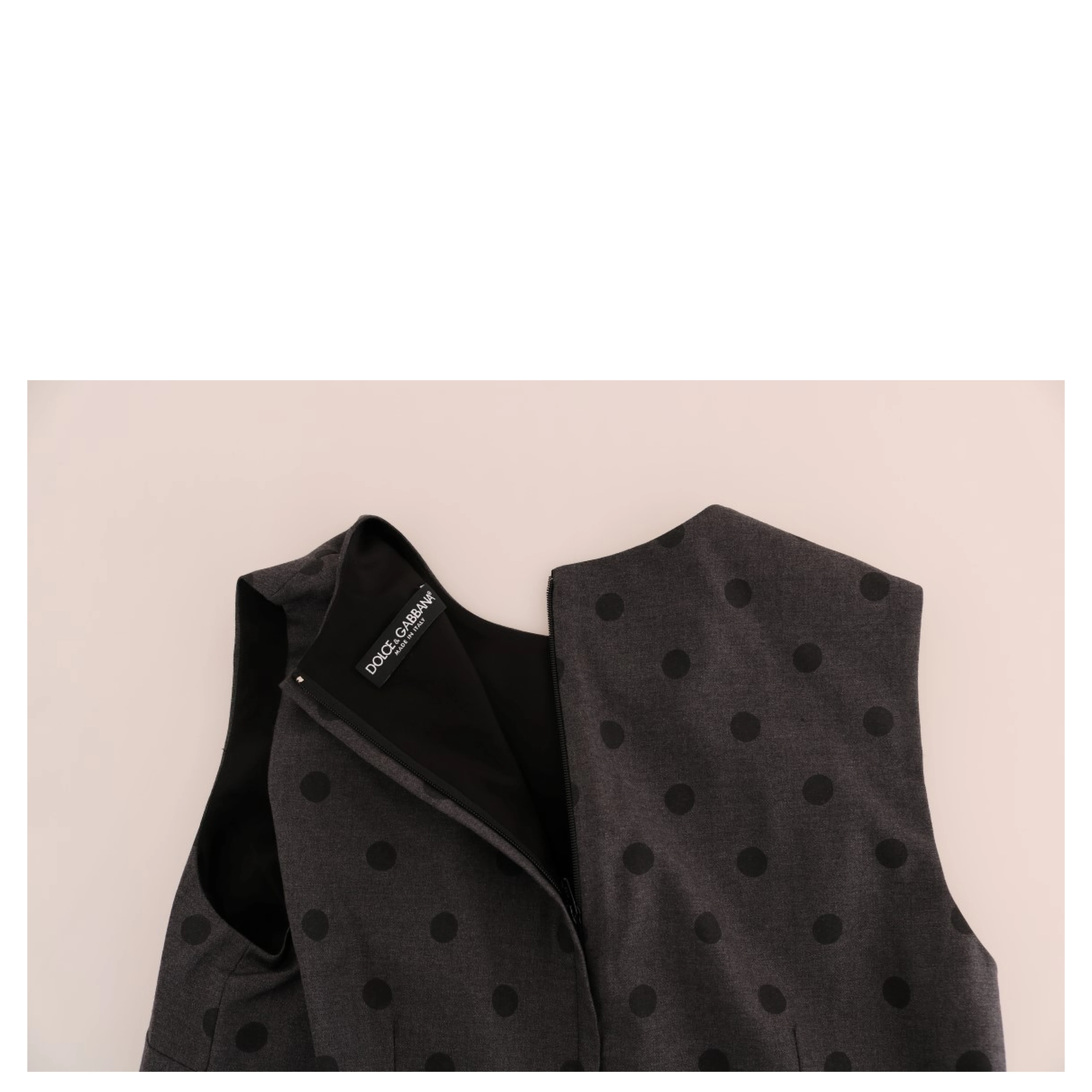 Gray Polka Dotted Sheath Wool Dress