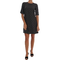 Gray Polka Dotted Sheath Wool Dress