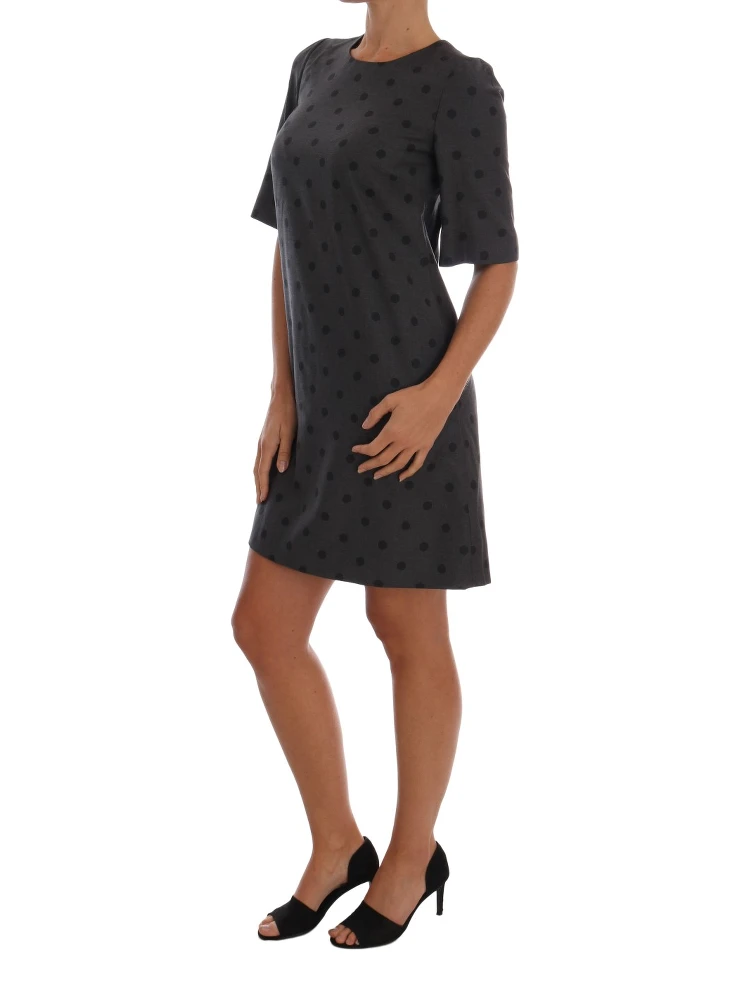 Gray Polka Dotted Sheath Wool Dress alternative