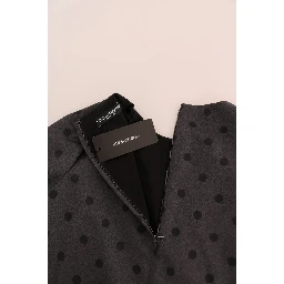 Gray Polka Dotted Sheath Wool Dress