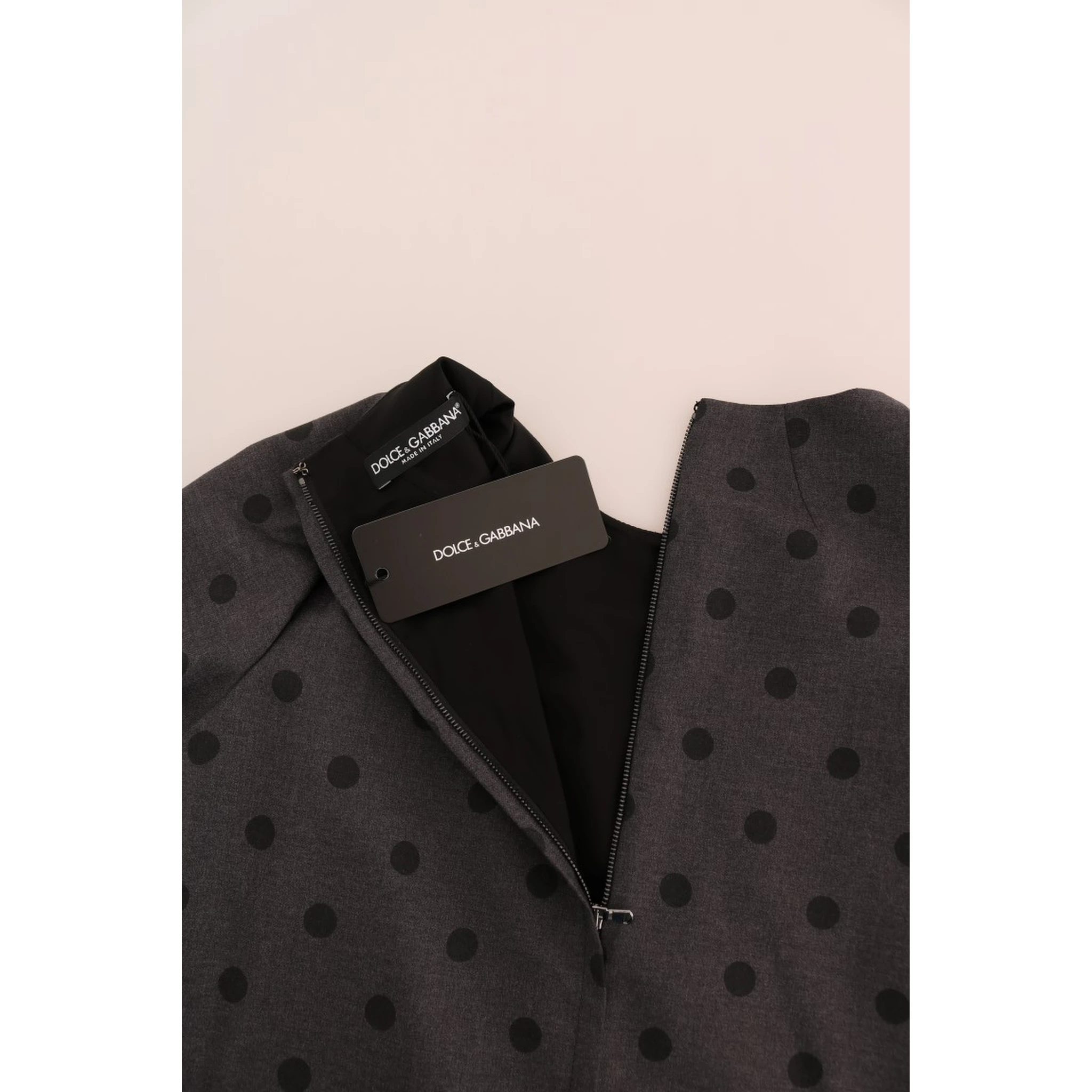 Gray Polka Dotted Sheath Wool Dress