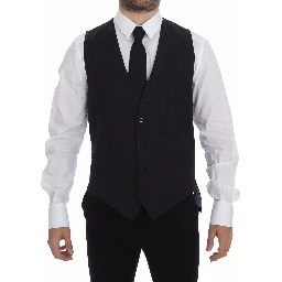 Gray Slim Fit Button Front Dress Formal Vest