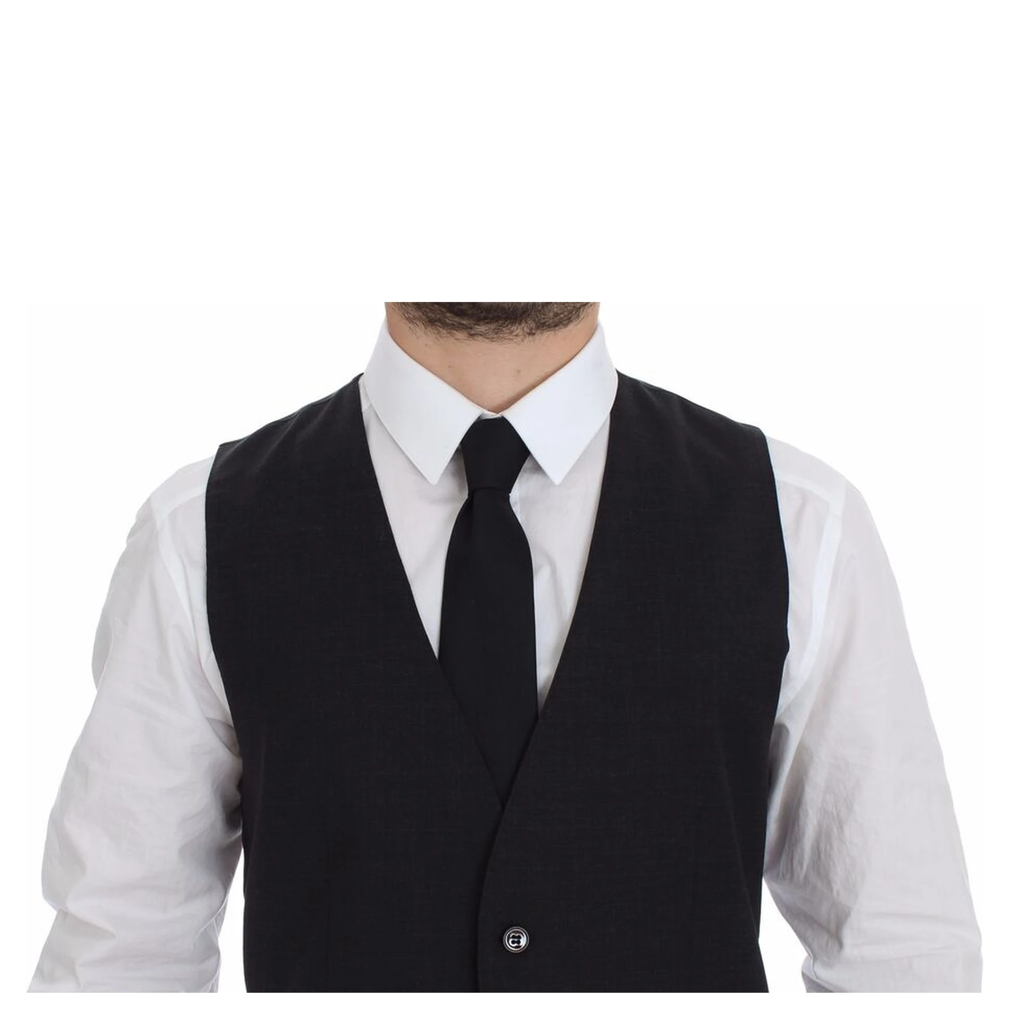 Gray Slim Fit Button Front Dress Formal Vest