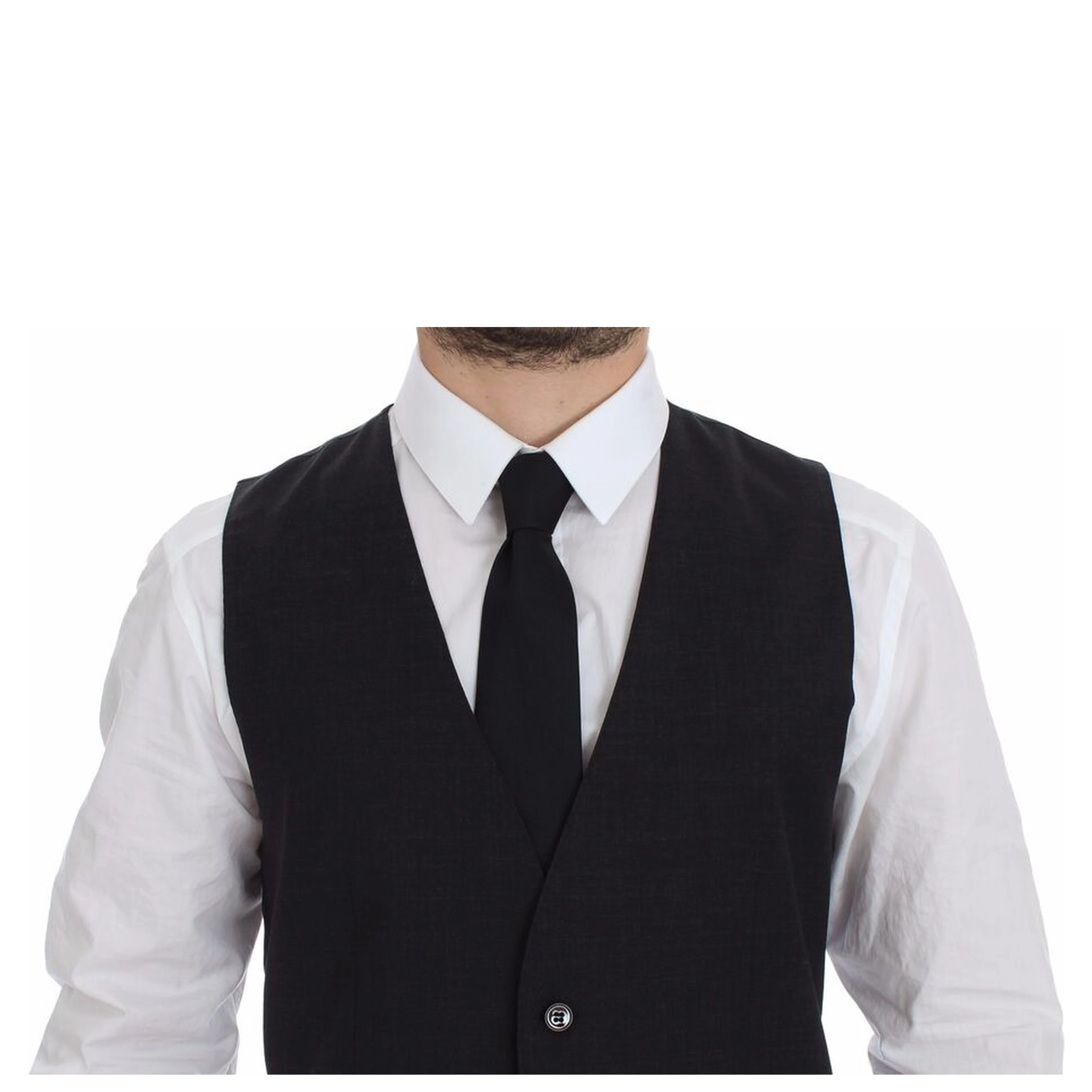 Gray Slim Fit Button Front Dress Formal Vest