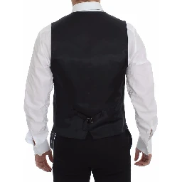 Gray Slim Fit Button Front Dress Formal Vest