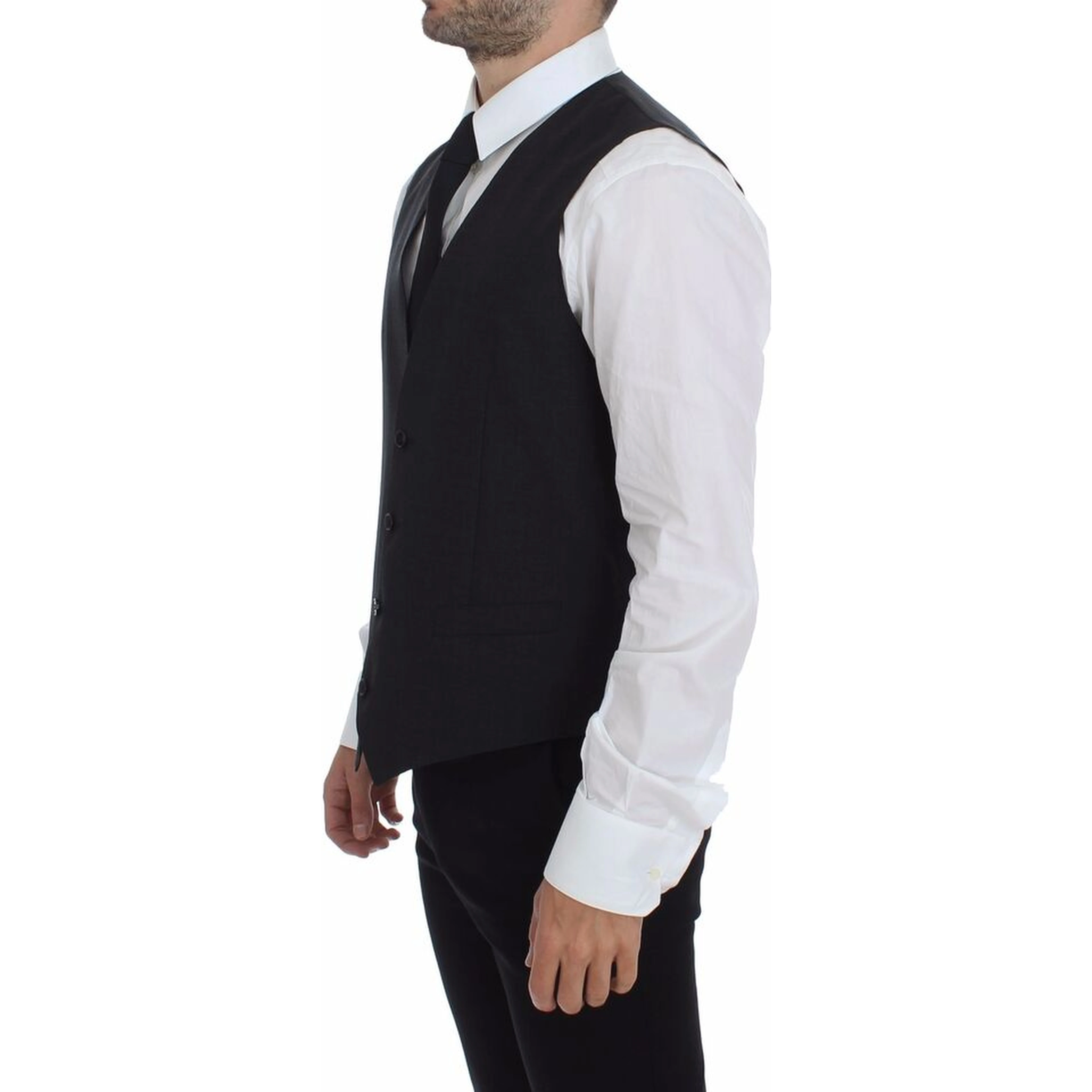 Gray Slim Fit Button Front Dress Formal Vest