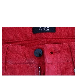 Red Cotton Stretch Slim Jeans