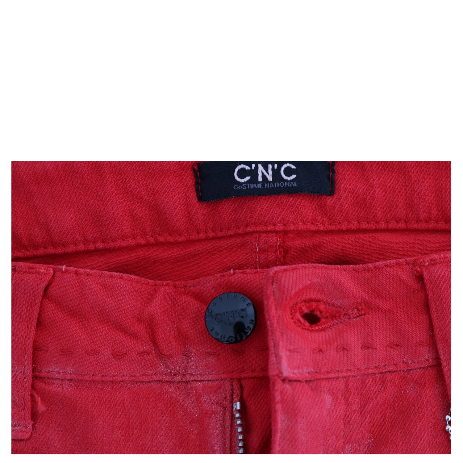 Red Cotton Stretch Slim Jeans