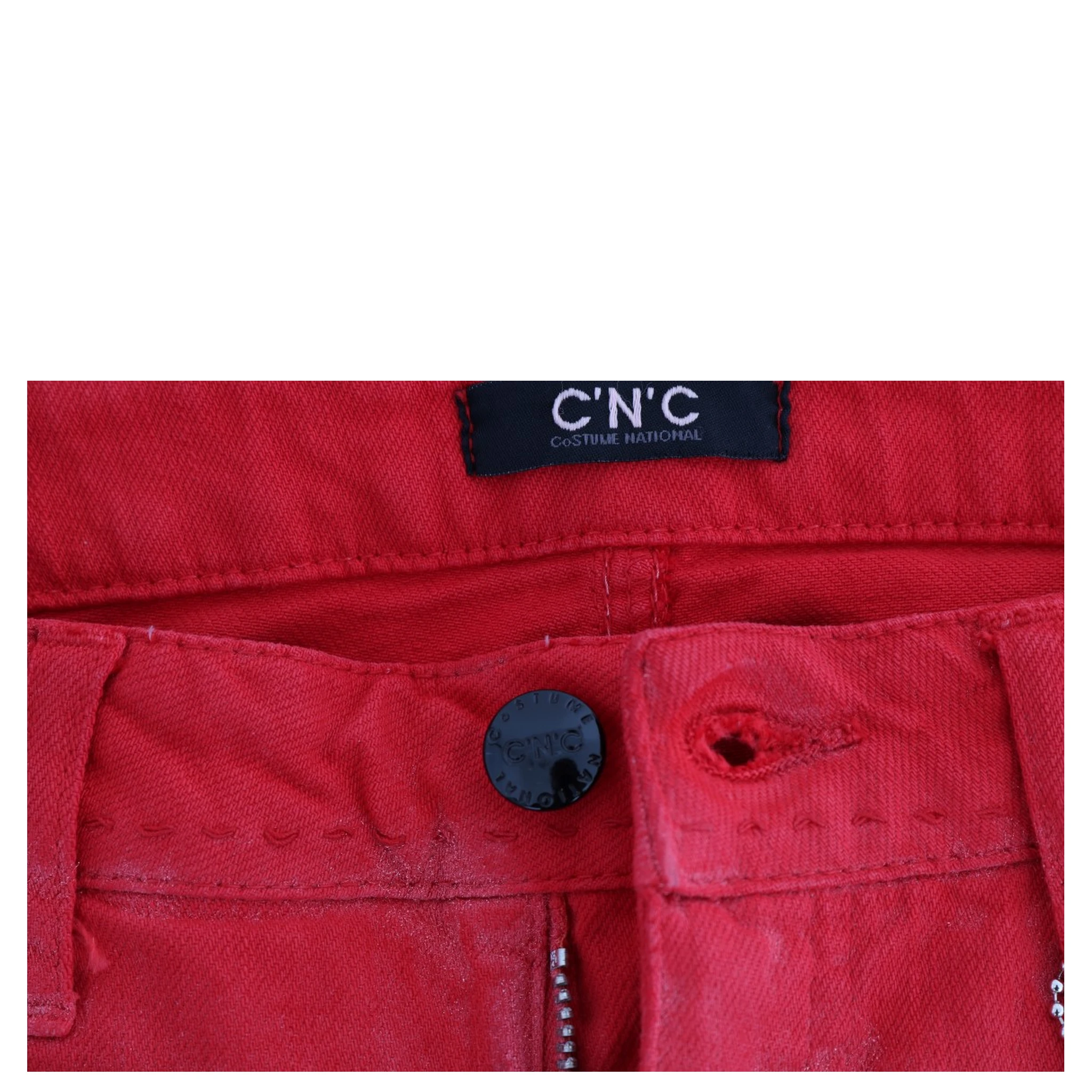 Red Cotton Stretch Slim Jeans