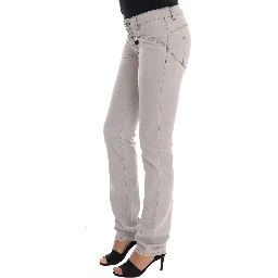 Gray Wash Cotton Slim Jeans