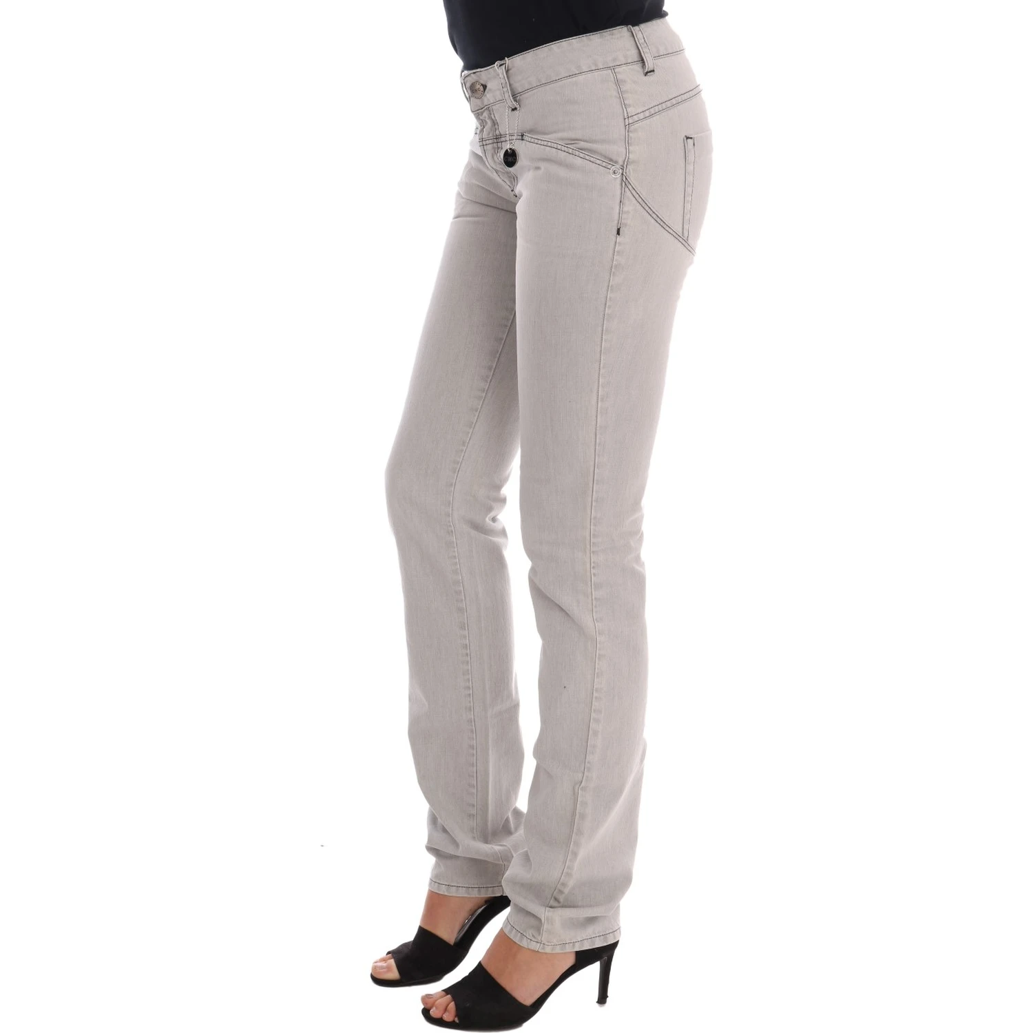 Gray Wash Cotton Slim Jeans