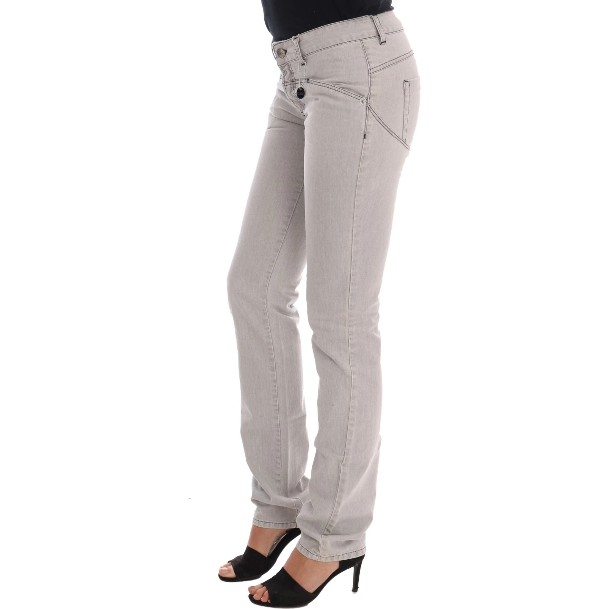 Gray Wash Cotton Slim Jeans