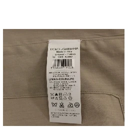 Beige Cotton Slim Fit Button Front Dress Vest