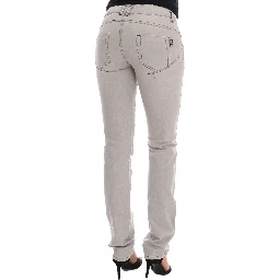 Gray Wash Cotton Slim Jeans