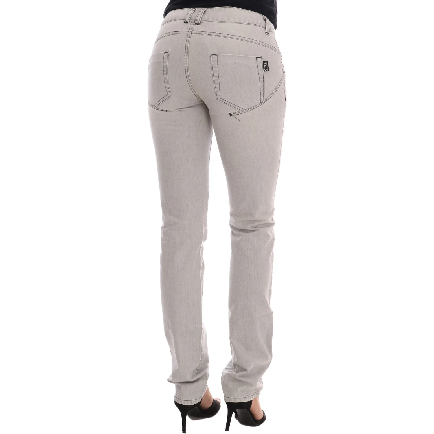 Gray Wash Cotton Slim Jeans