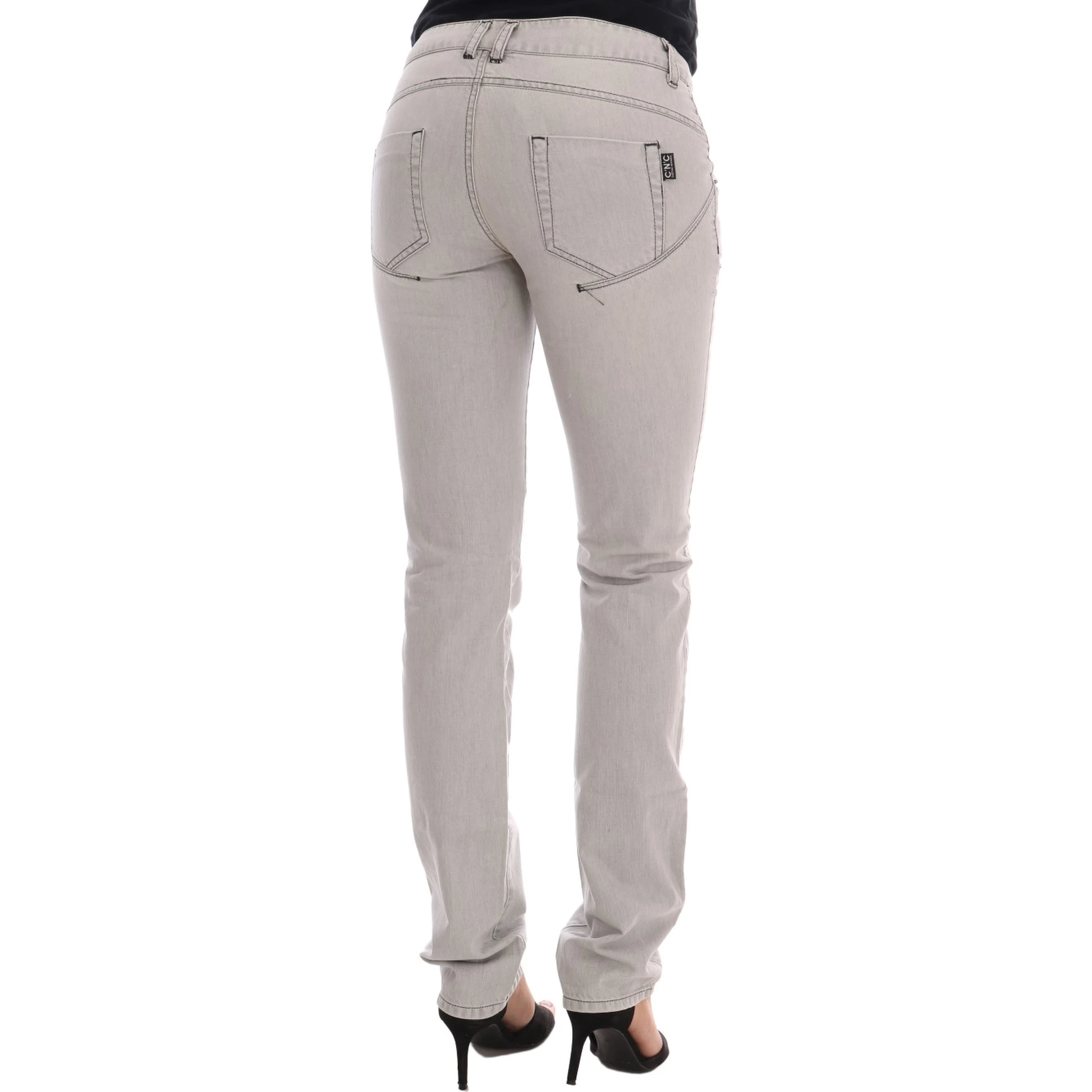 Gray Wash Cotton Slim Jeans