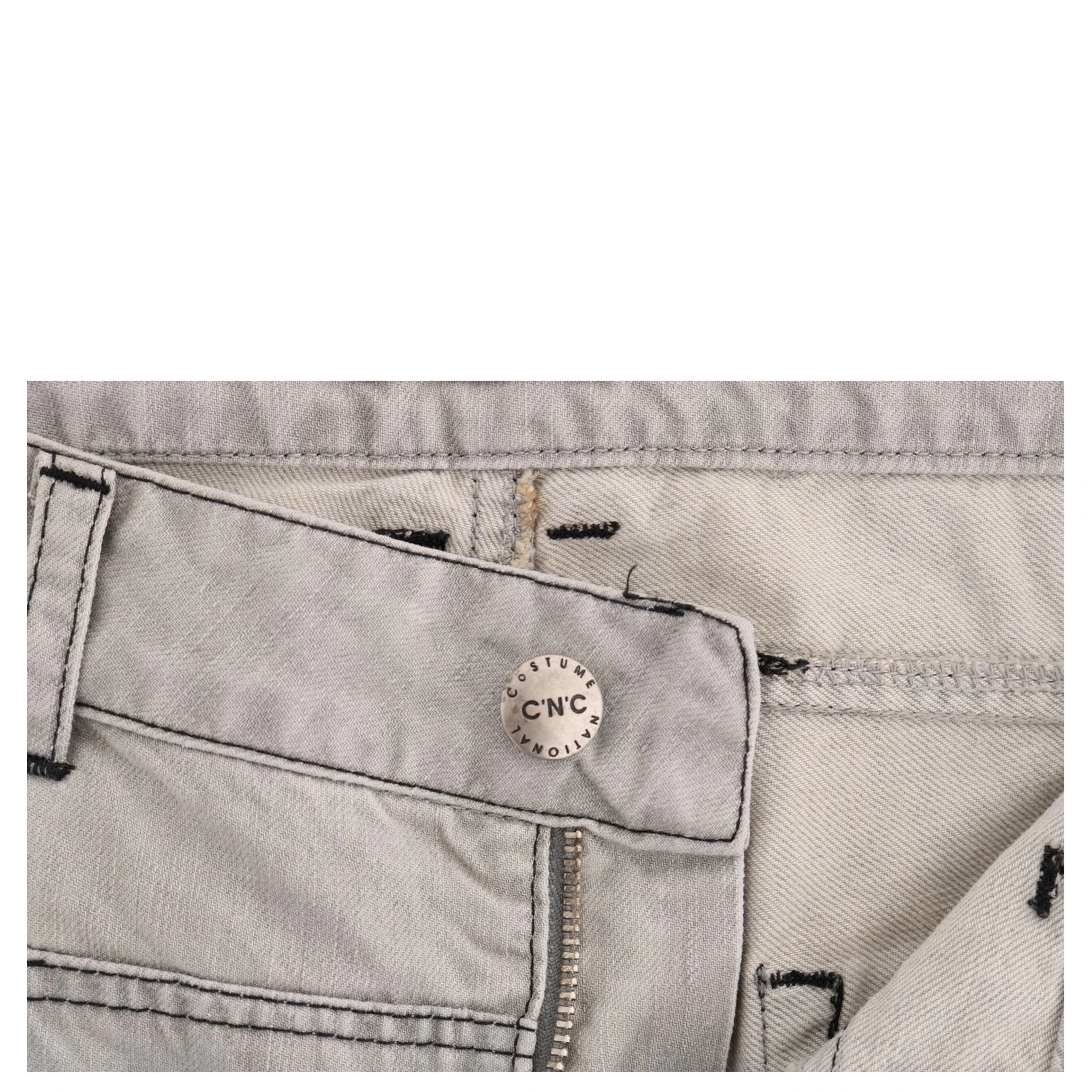 Gray Wash Cotton Slim Jeans