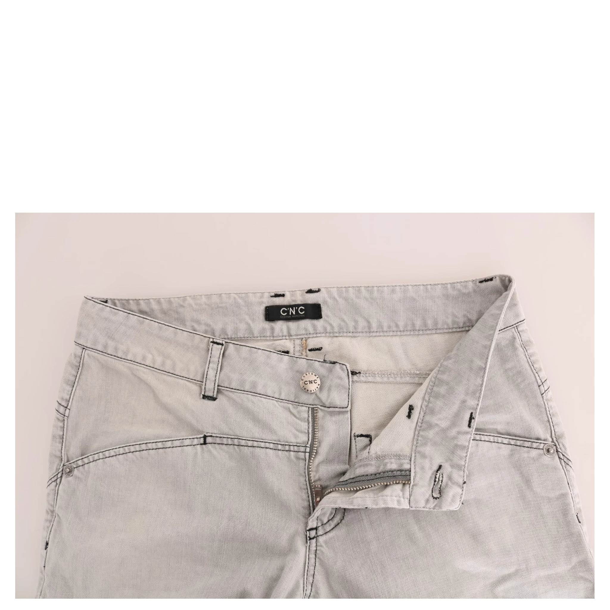 Gray Wash Cotton Slim Jeans
