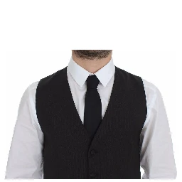 Gray Wool Stretch Dress Vest Blazer