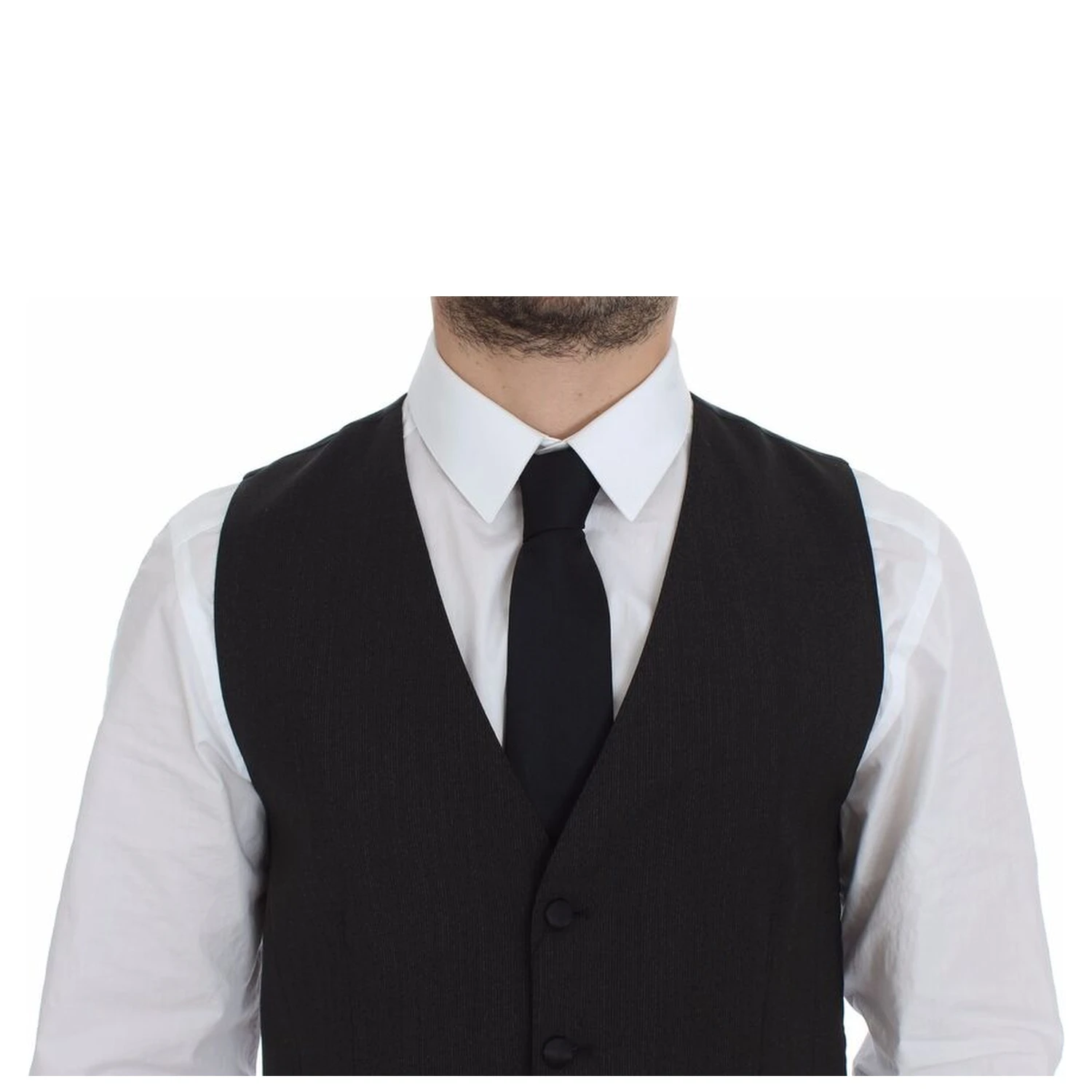 Gray Wool Stretch Dress Vest Blazer