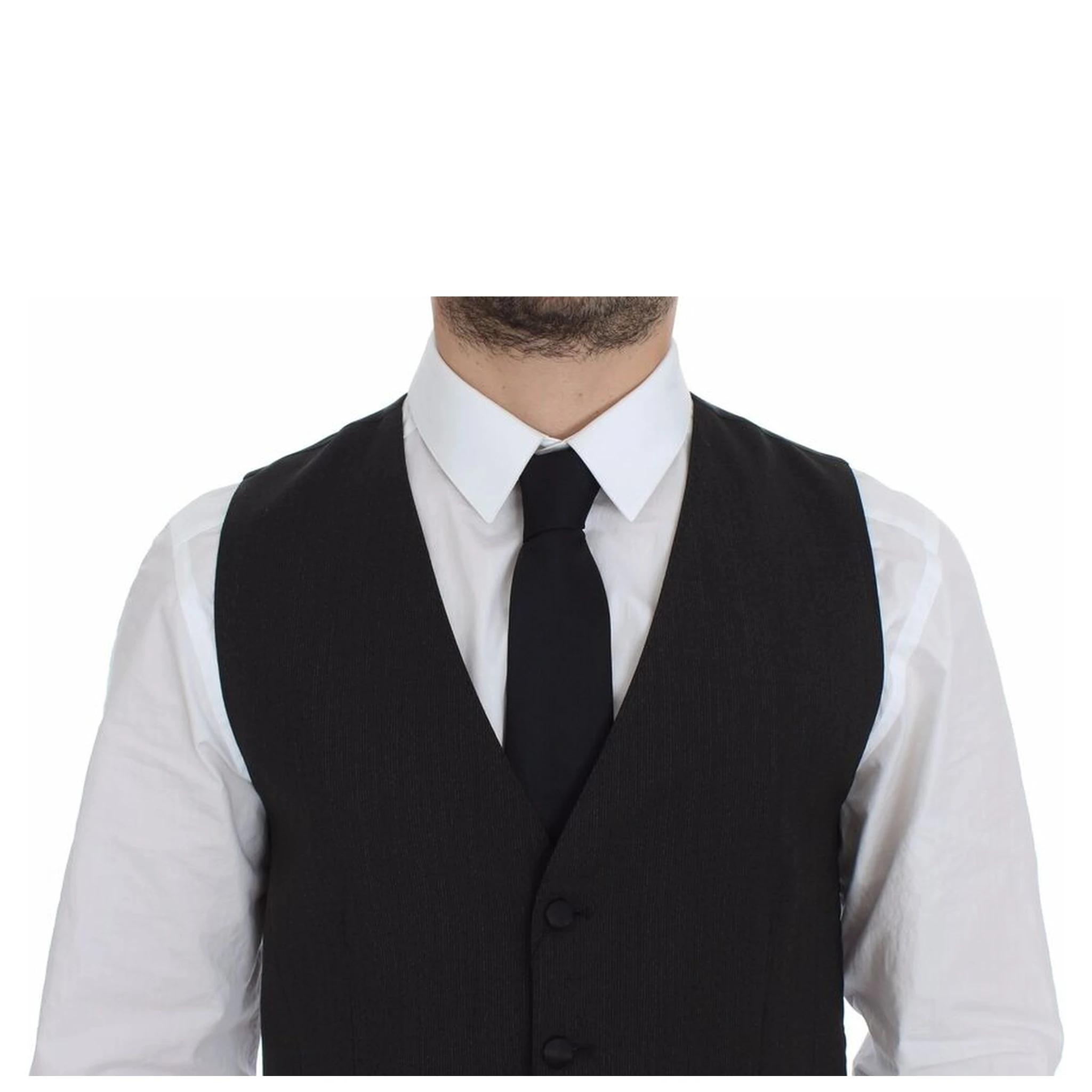 Gray Wool Stretch Dress Vest Blazer