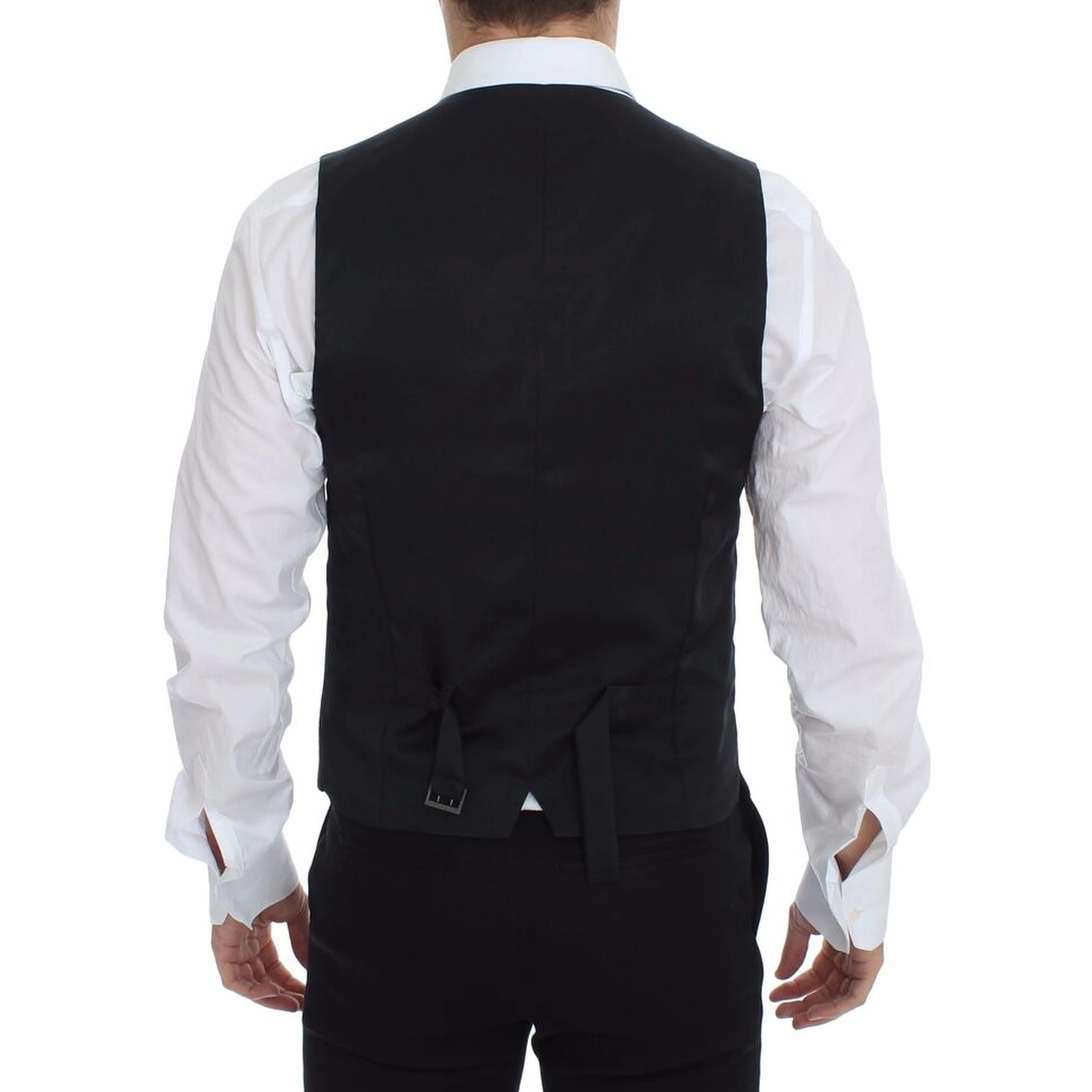 Gray Wool Stretch Dress Vest Blazer