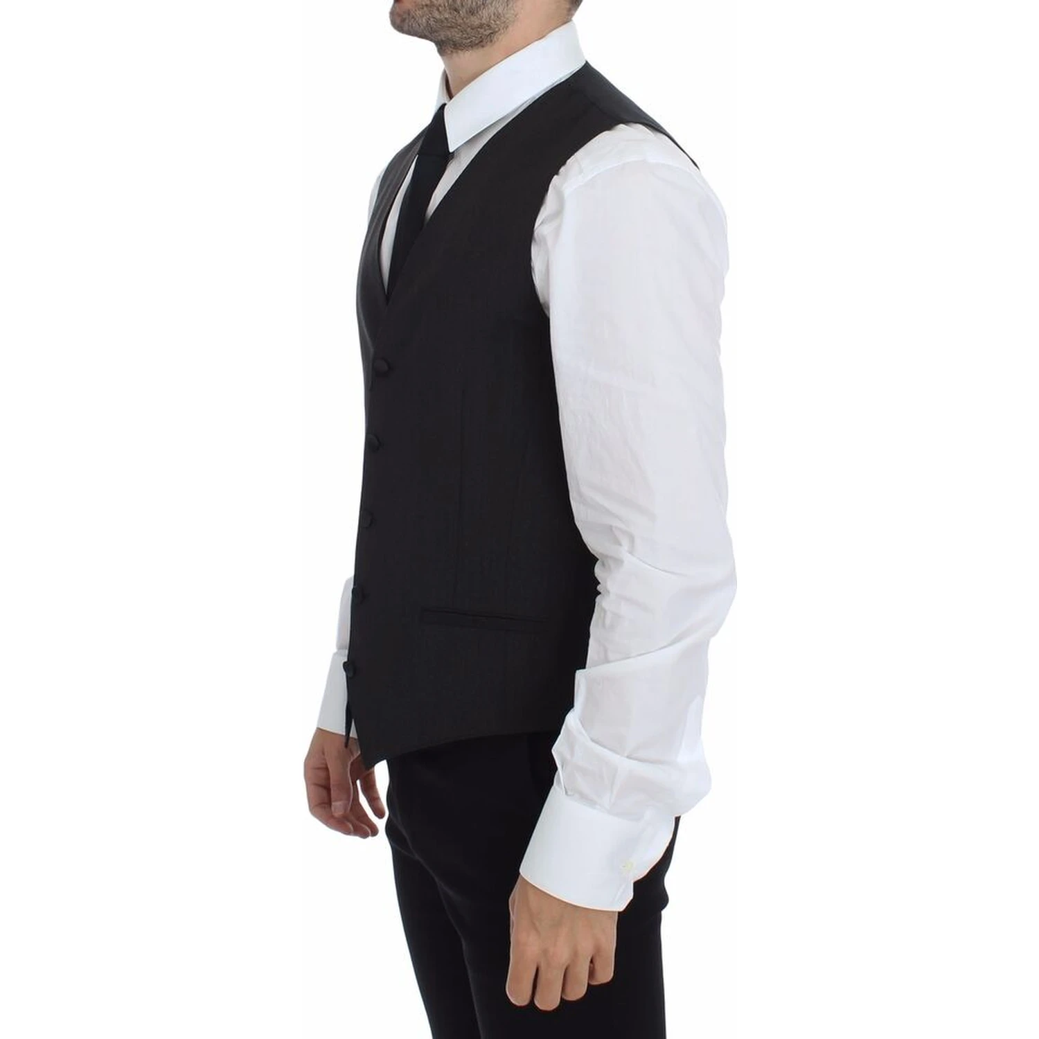Gray Wool Stretch Dress Vest Blazer