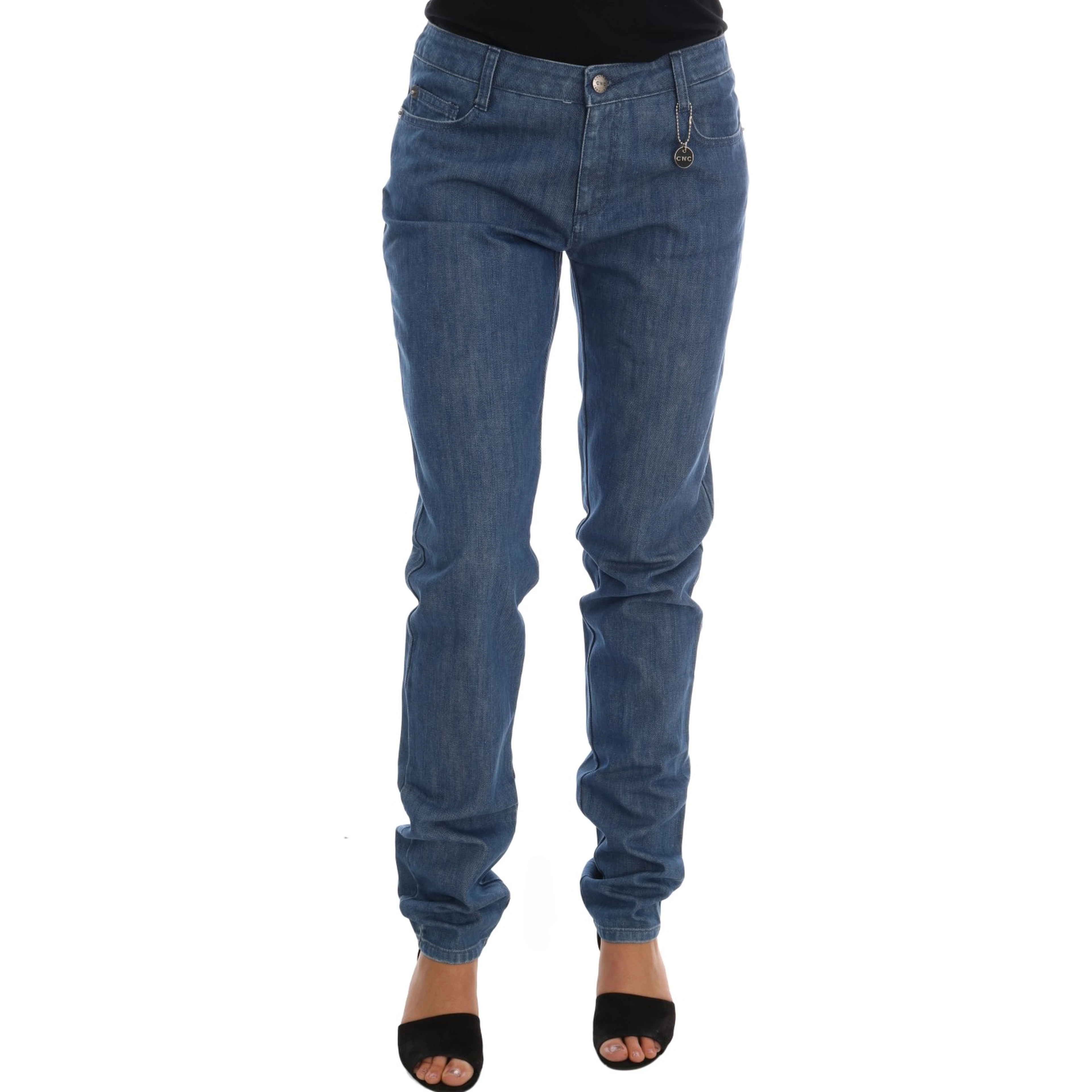 Blue Wash Cotton Boyfriend Fit Jeans