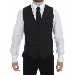 Gray Wool Stretch Dress Vest Jacket Blazer